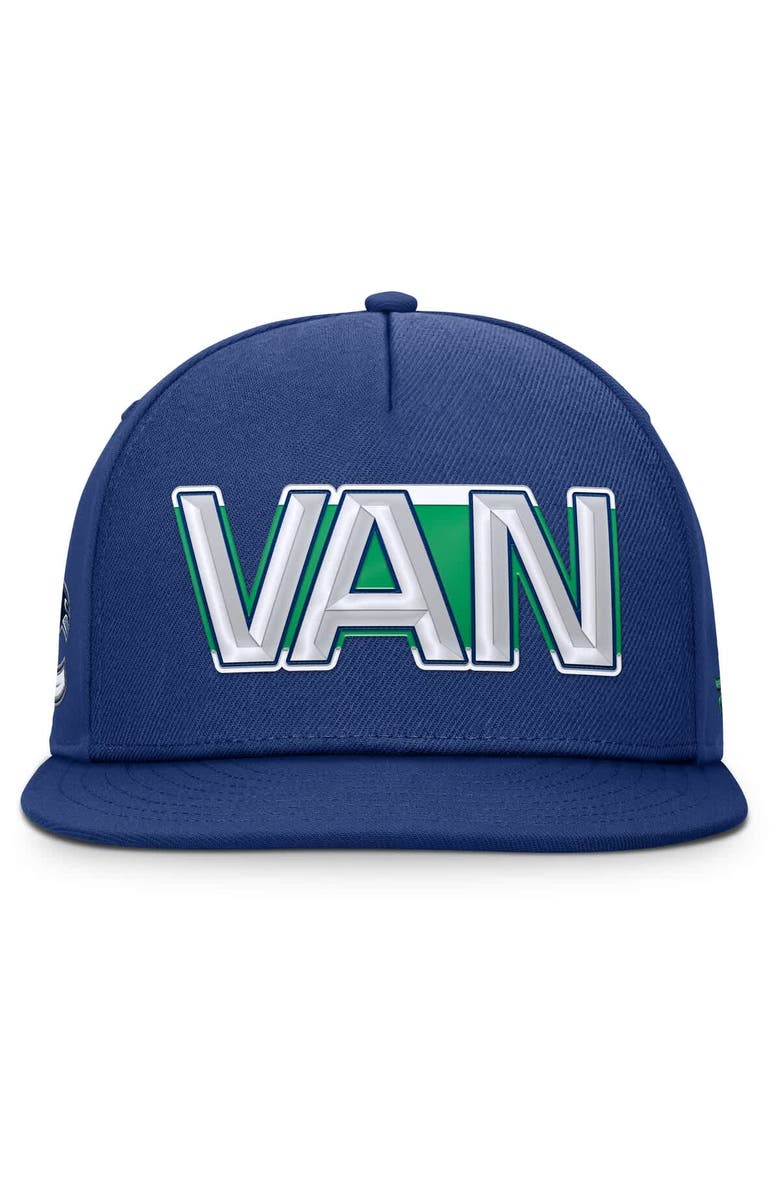 FANATICS Men's Fanatics Blue Vancouver Canucks Authentic Pro Rink Team Code Snapback Hat, Alternate, color, Blue