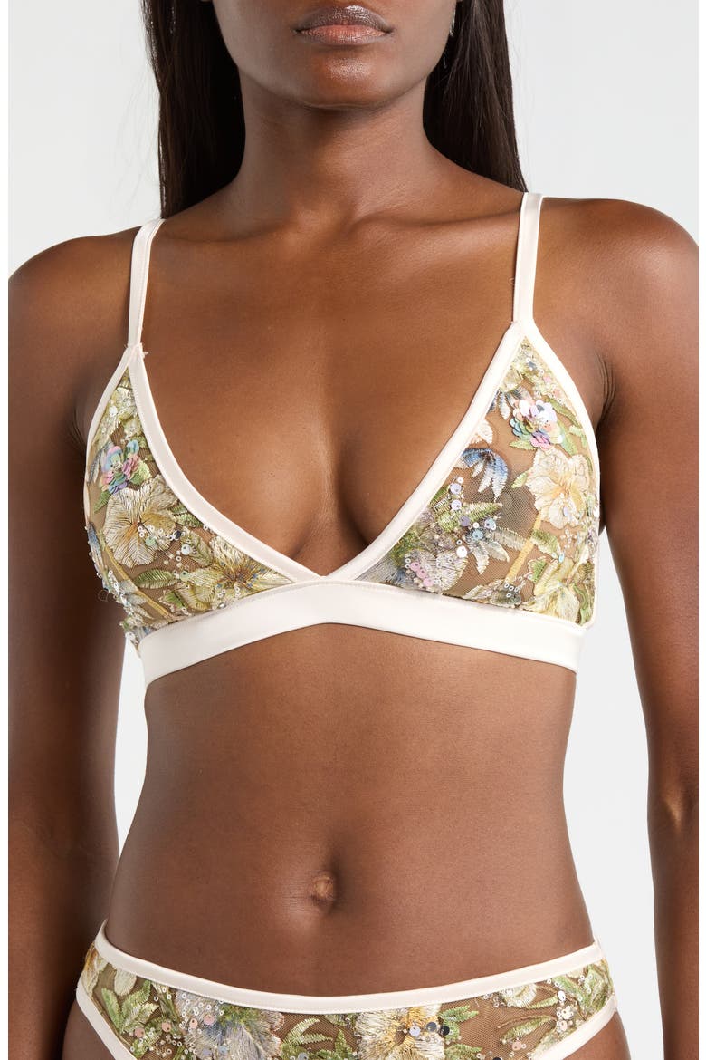 Sequin Embroidered Bralette, Main, color, CHAMPAGNE SPARKLE