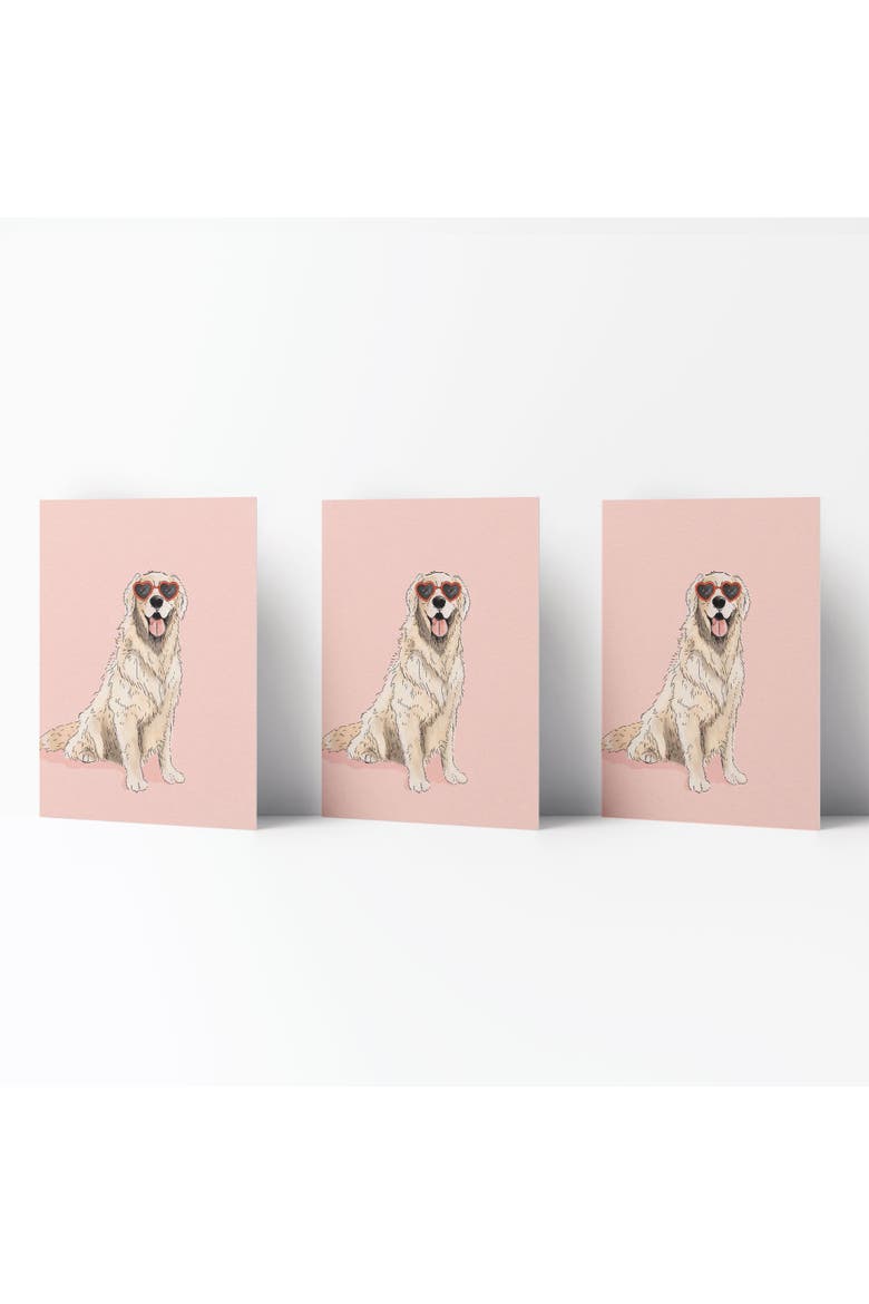 Love/Friendship Greeting Cards "Golden Pink Heart Eyes", Main, color, Multi-Pack