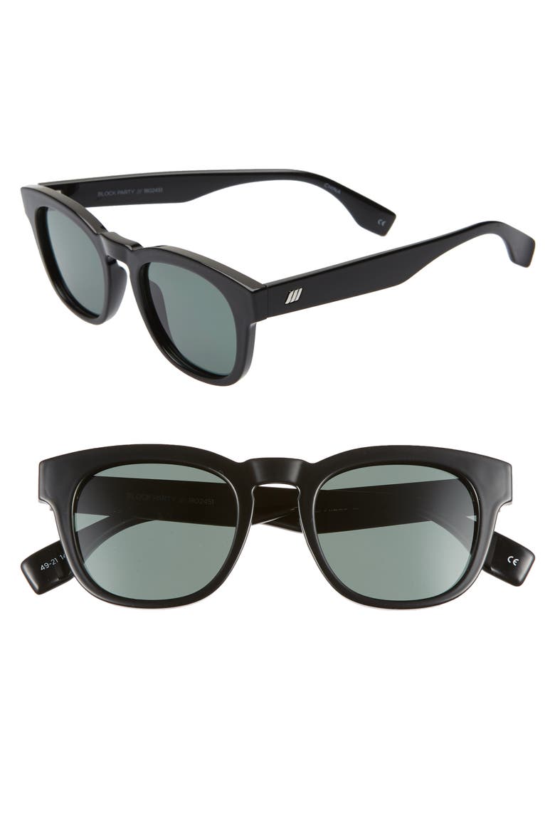Block Party 49mm Polarized Sunglasses, Main, color, BLACK