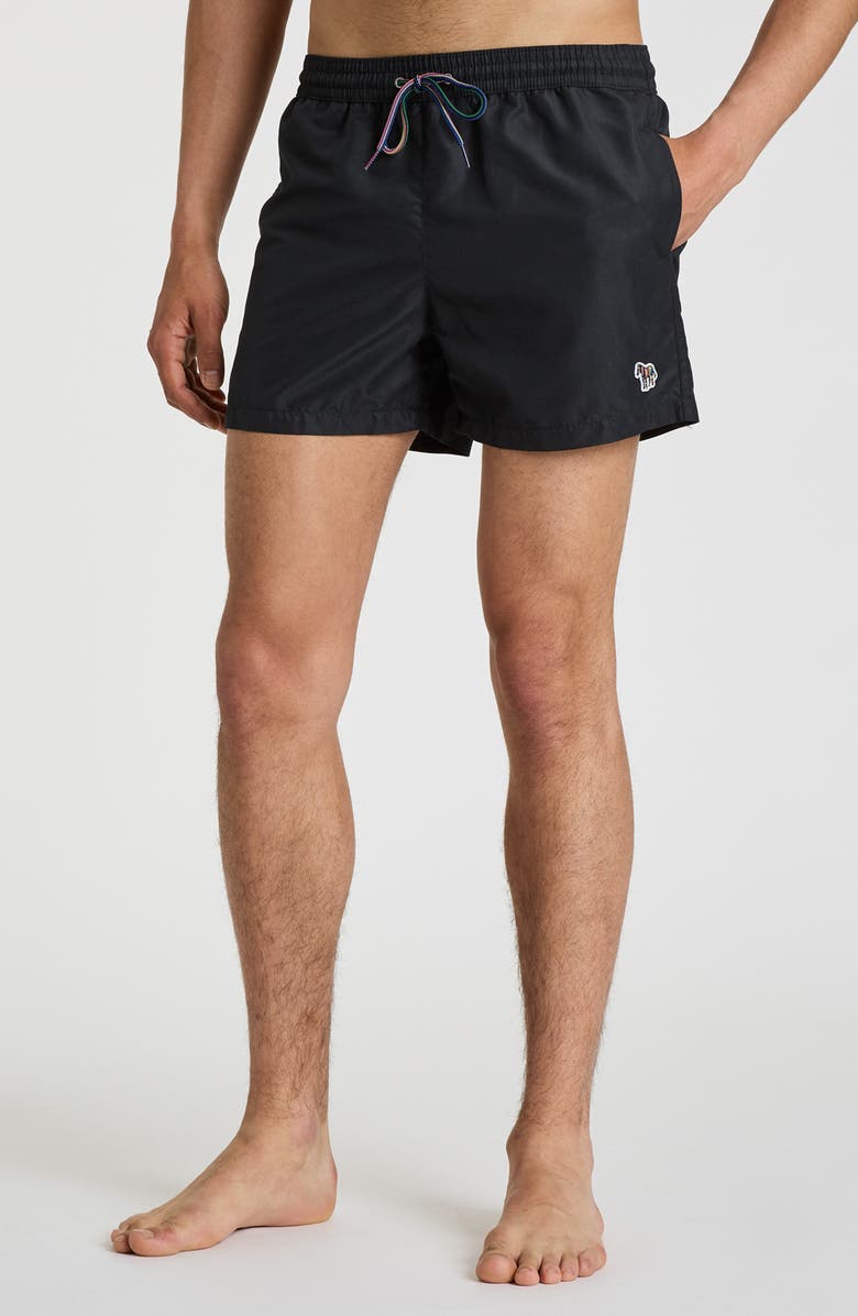 PS Paul Smith Zebra Logo Swim Trunks, Main, color, 
