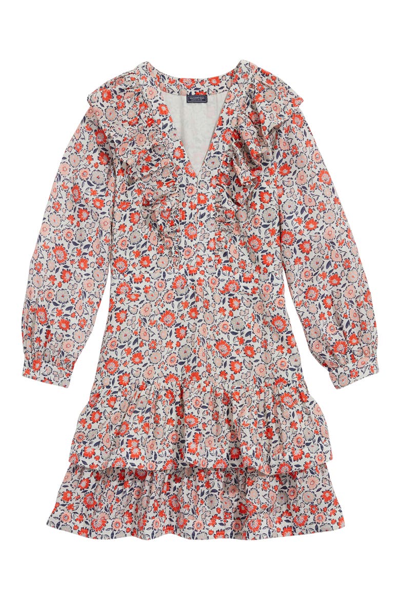Ivy Floral Long Sleeve Cotton & Silk Dress, Alternate, color, FLORAL MULTI - STONE