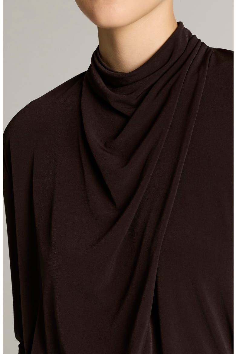 Draped Cowl Neck Long Sleeve Top, Alternate, color, SMOKED TRUFFLE