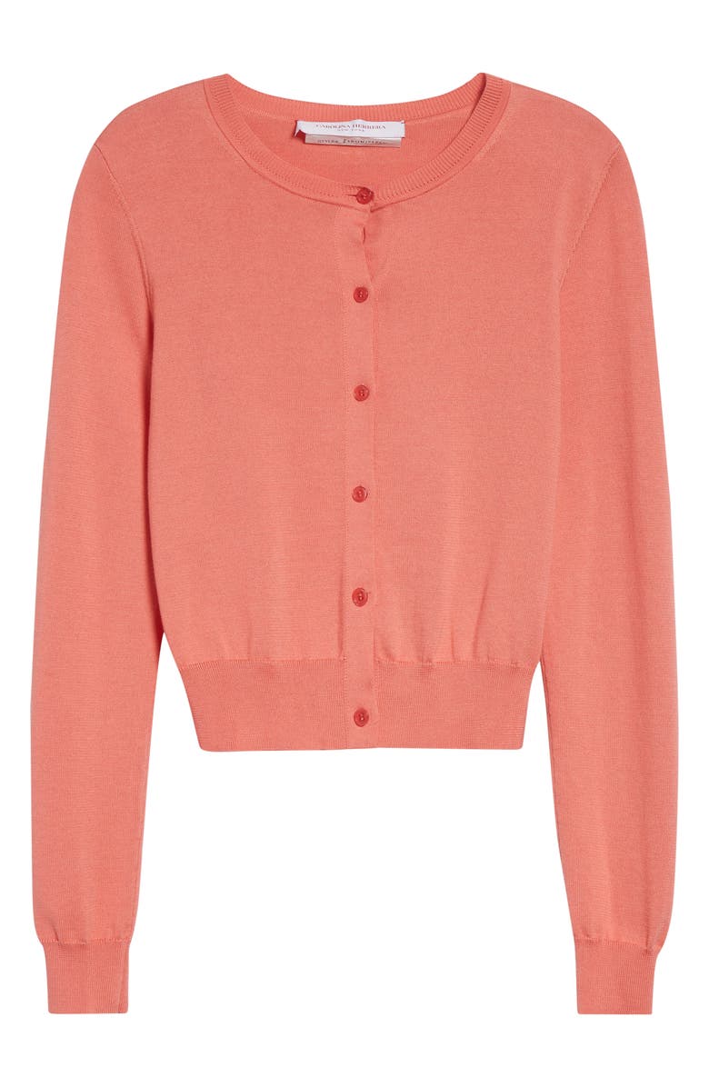 Carolina Herrera Silk & Cotton Cardigan, Alternate, color, Sunset