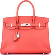Pre-Owned Hermes Birkin Handbag Pink Epsom with Palladium Hardware 30
