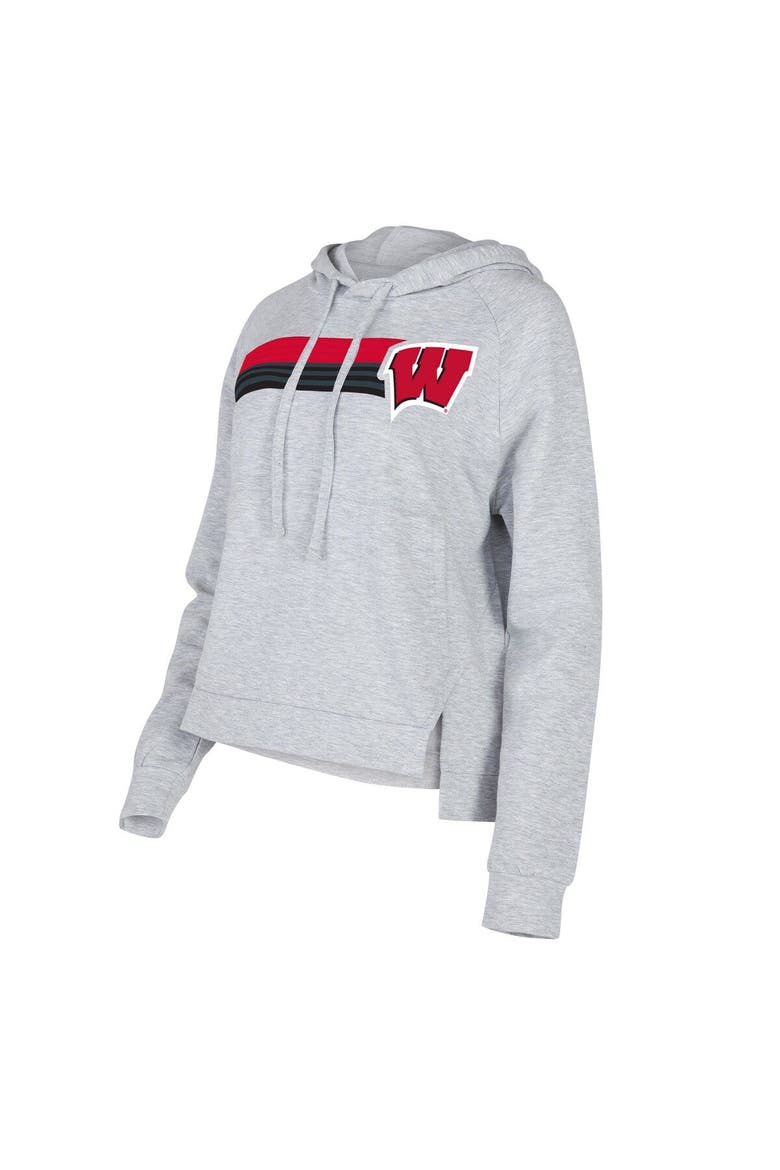 Women's Concepts Sport Gray Wisconsin Badgers Cedar Tri-Blend Raglan Pullover Hoodie, Main, color, Gray