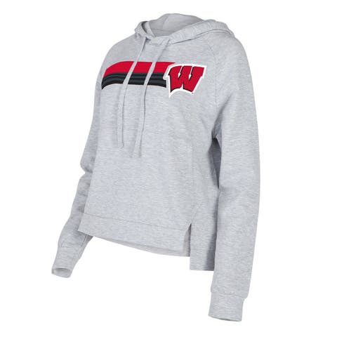 Women's Concepts Sport Gray Wisconsin Badgers Cedar Tri-Blend Raglan Pullover Hoodie