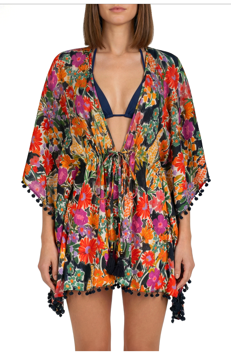 Change of Scenery Audrey Short Drawstring Caftan Cover-Up, Main, color, Gardenia