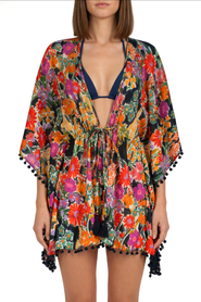 Change of Scenery Audrey Short Drawstring Caftan Cover-Up