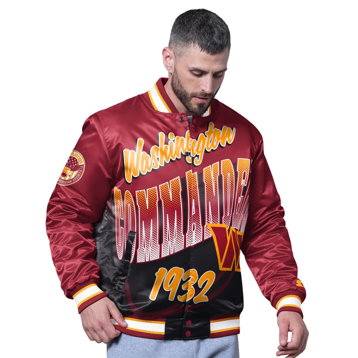Men's Starter Burgundy Washington Commanders Pass Rush Varsity Full-Snap Jacket