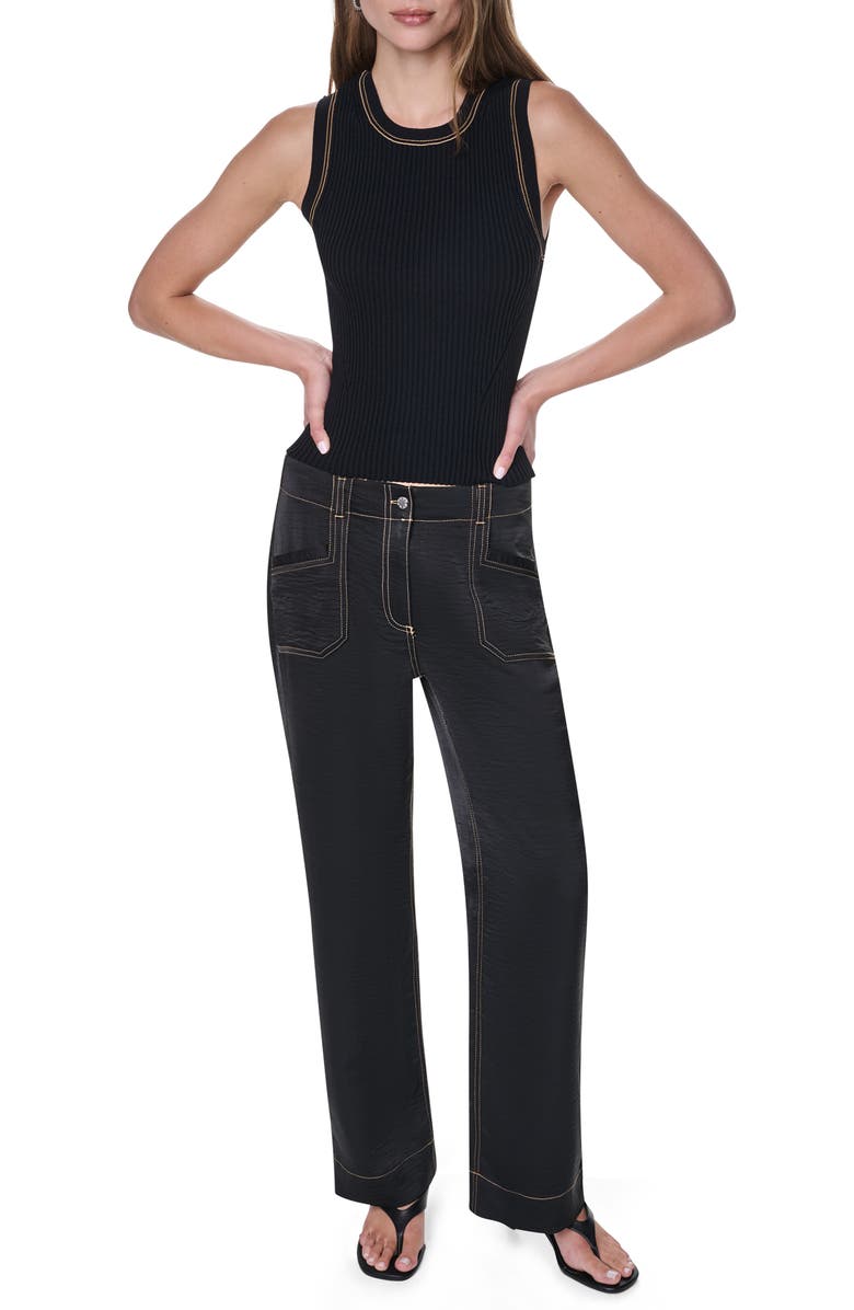 DKNY Contrast Stitch Tank, Alternate, color, Black