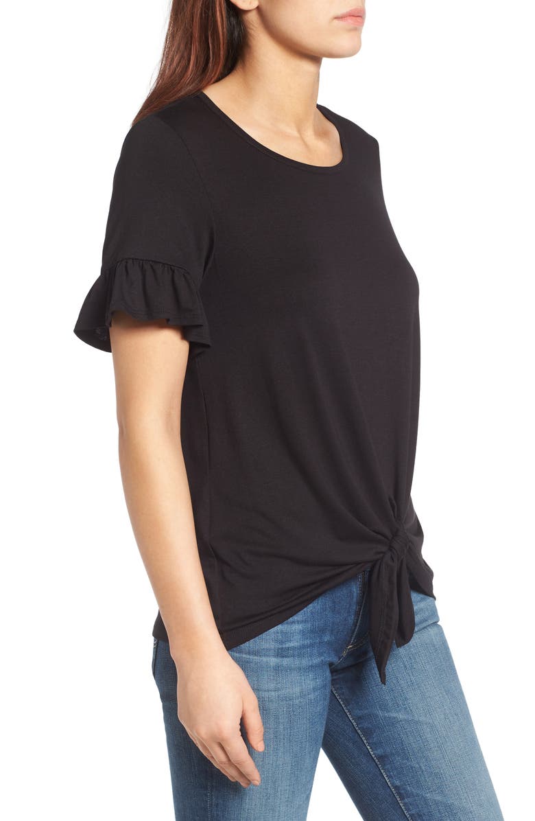 Bobeau Bell Sleeve Tie Front Top, Alternate, color, 