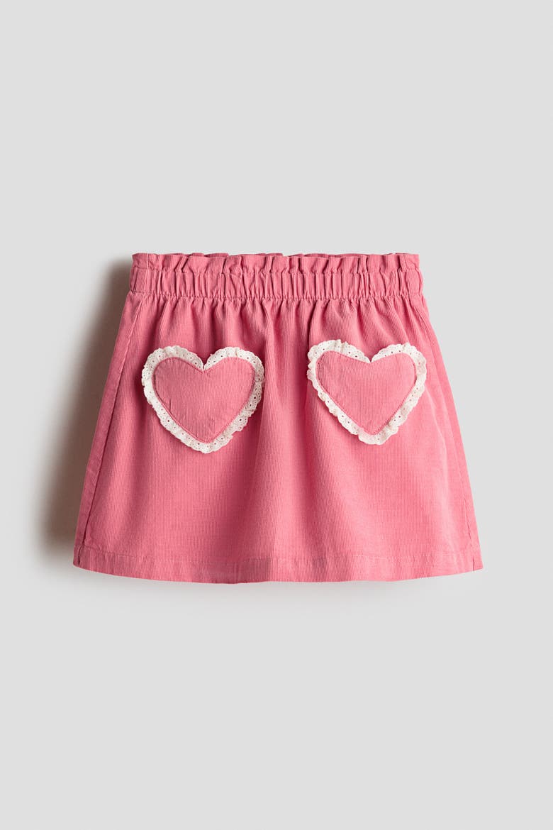 Pocket-Detail Corduroy Skirt, Main, color, Pink/hearts