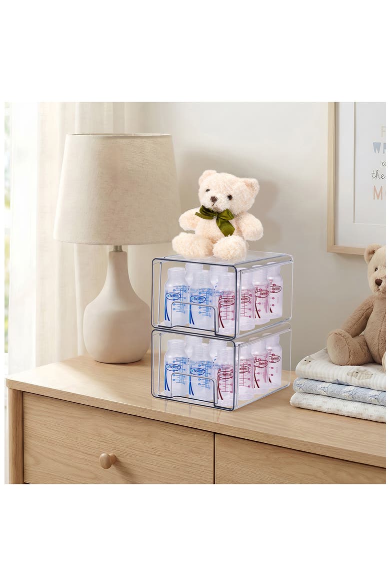 4-Pack Large Clear Stackable Drawers, Alternate, color, CLEAR