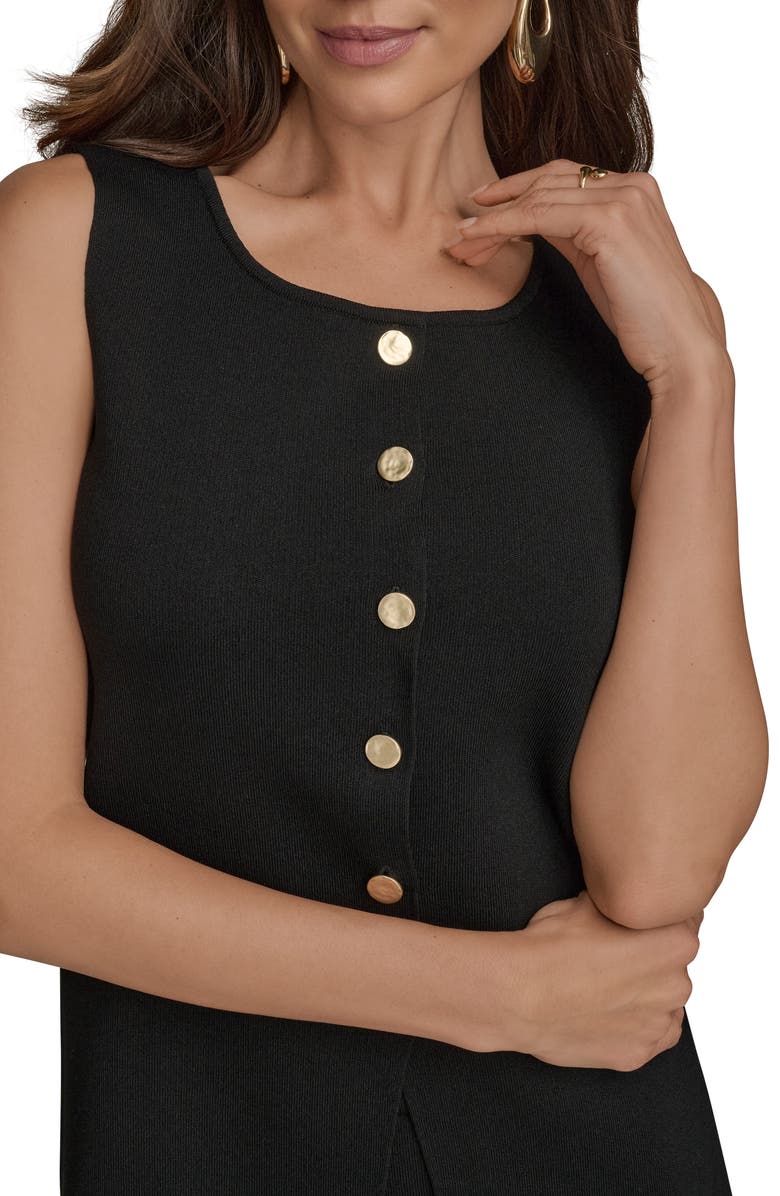 Donna Karan New York Button Front Knit Vest, Alternate, color, Black