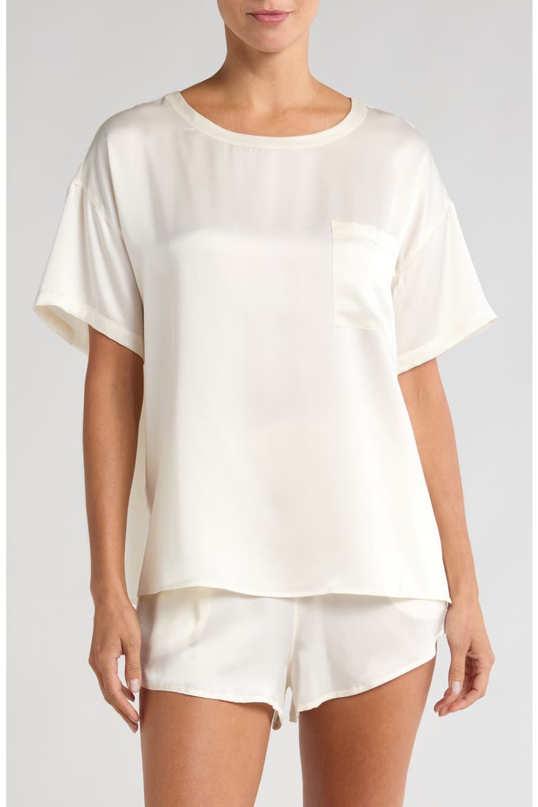 Washable Silk Short Pajamas, Main, color, TRANQUIL WHITE