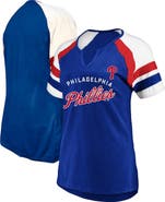 PROFILE Women's Profile  Royal Philadelphia Phillies Arched Notch Neck T-Shirt