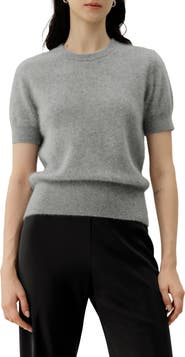 Lilysilk Brushed Cashmere Short-Sleeve Sweater