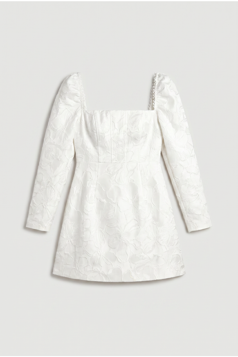 Square Neck Mini Dress, Alternate, color, White