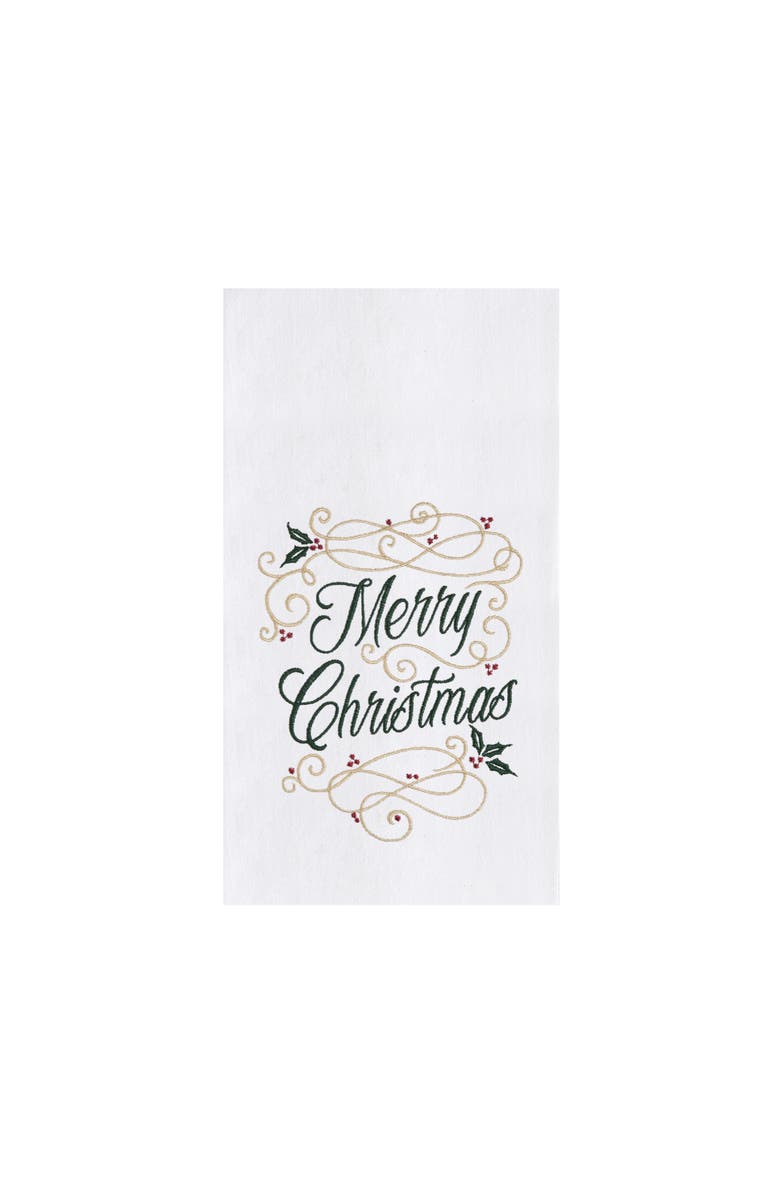 C&F Home Merry Christmas Swirl Towel, Main, color, Green