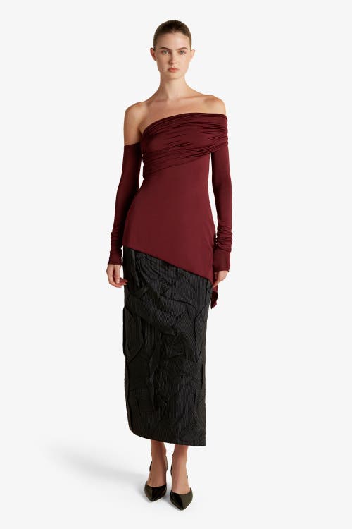 Marina Moscone Jersey One-shoulder Draped Top In Red
