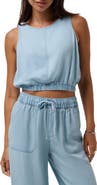 TravisMathew Sleeveless Elastic Waist Crop Chambray Top