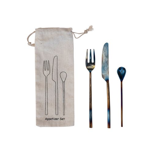 Storied Home Hammered Stainless Steel Appetizer Set Of 3 In Gray
