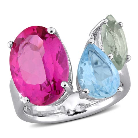 Gemstone Open Cocktail Ring Sterling Silver