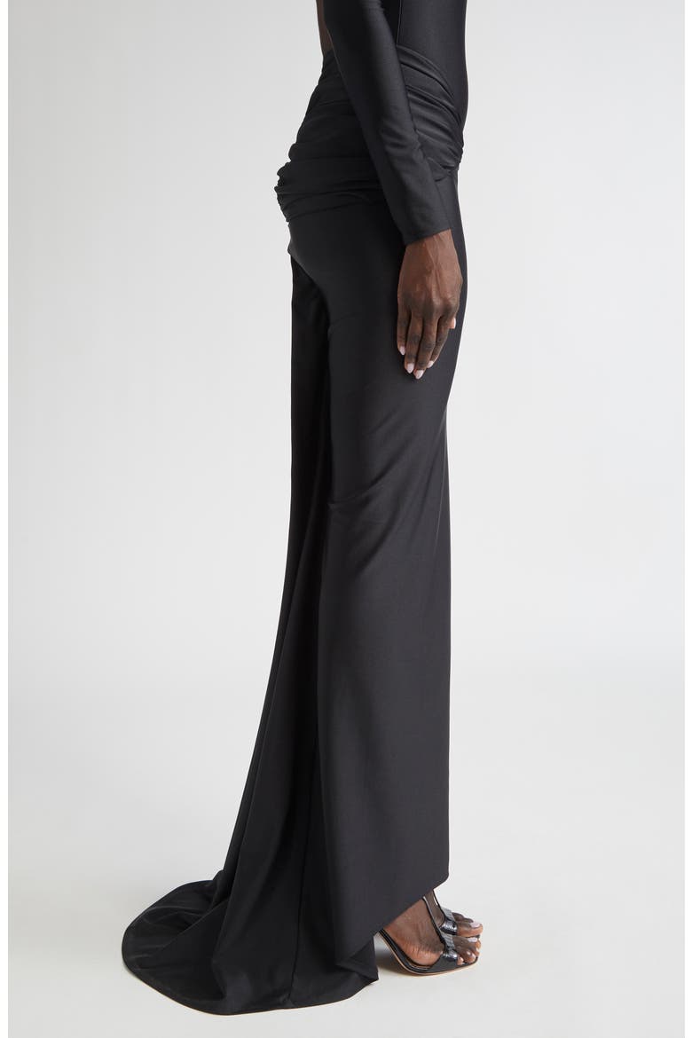 Low Rise Jersey Maxi Skirt with Train, Alternate, color, BLACK