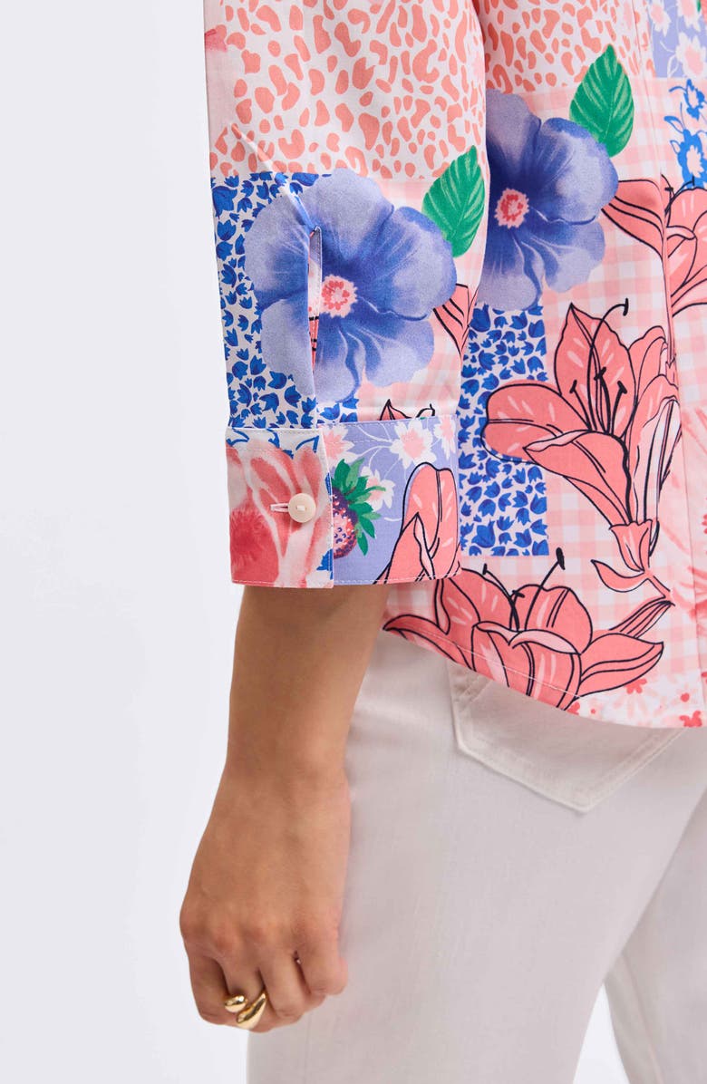 Foxcroft June Mixed Print Cotton Button-Up Shirt, Alternate, color, Multi