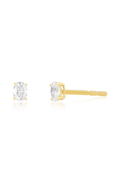 Oval Diamond Stud Earrings