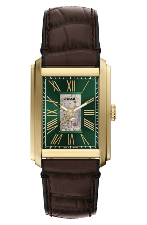 Carraway Open Heart Leather Strap Watch, 30mm x 42mm