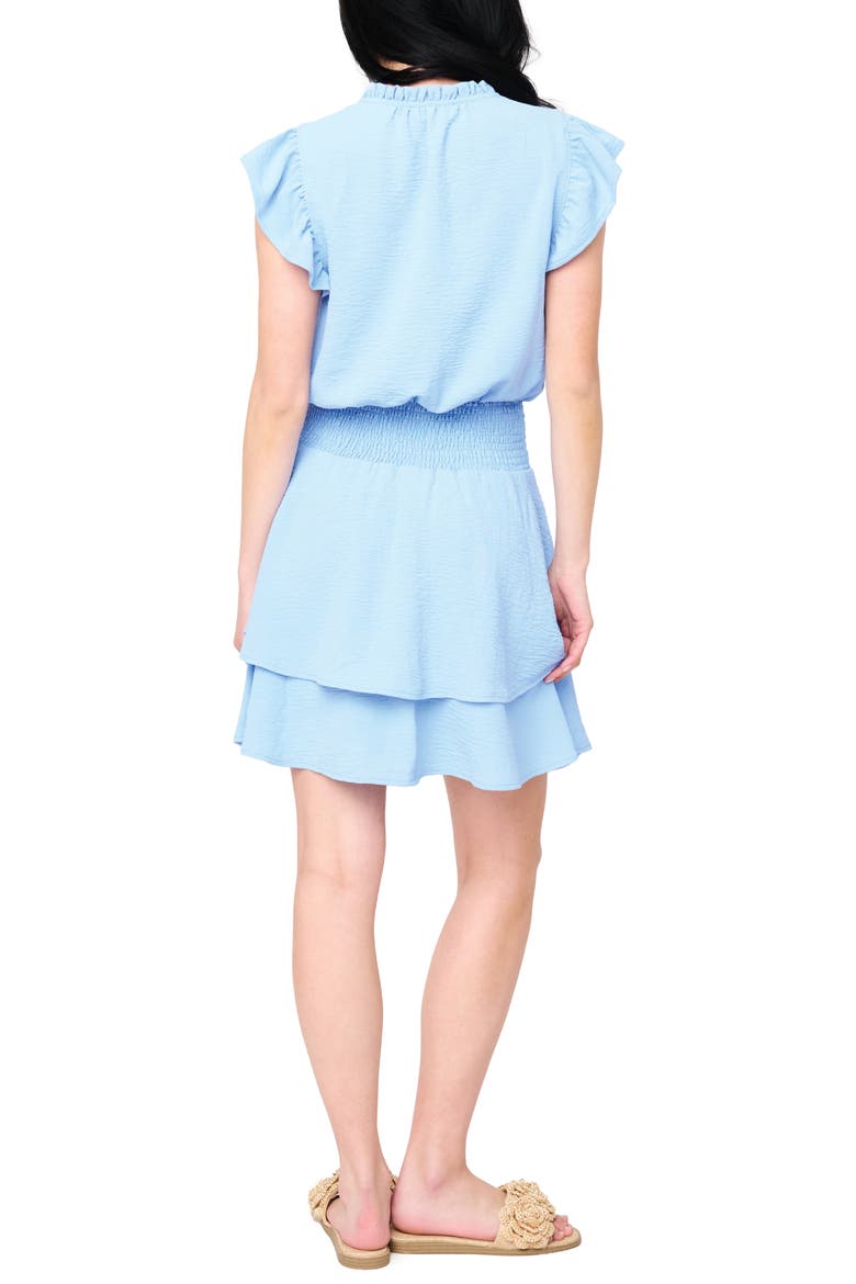 Isla Smocked Waist Flutter Sleeve Minidress, Alternate, color, VISTA BLUE