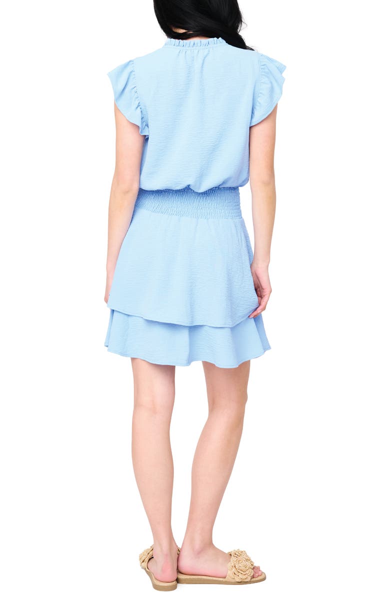 GIBSONLOOK Isla Smocked Waist Flutter Sleeve Minidress, Alternate, color, Vista Blue