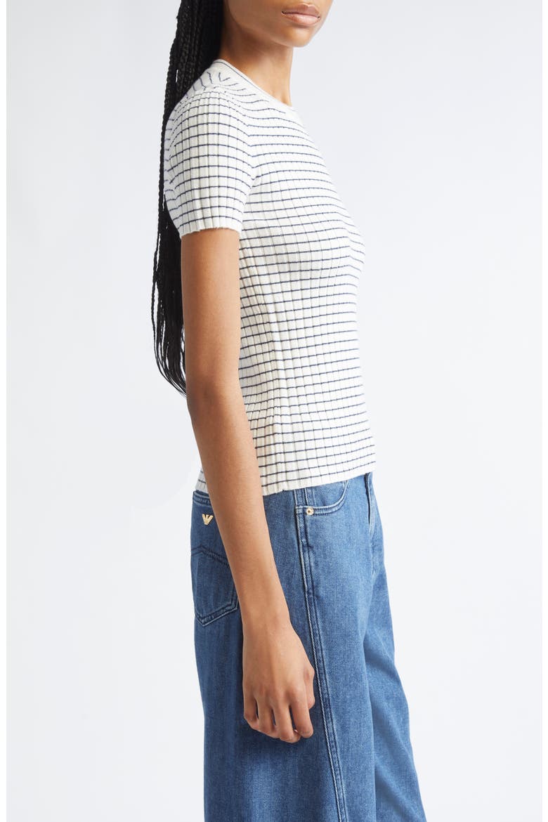 Stripe Rib Crewneck Top, Alternate, color, SOLID WHITE