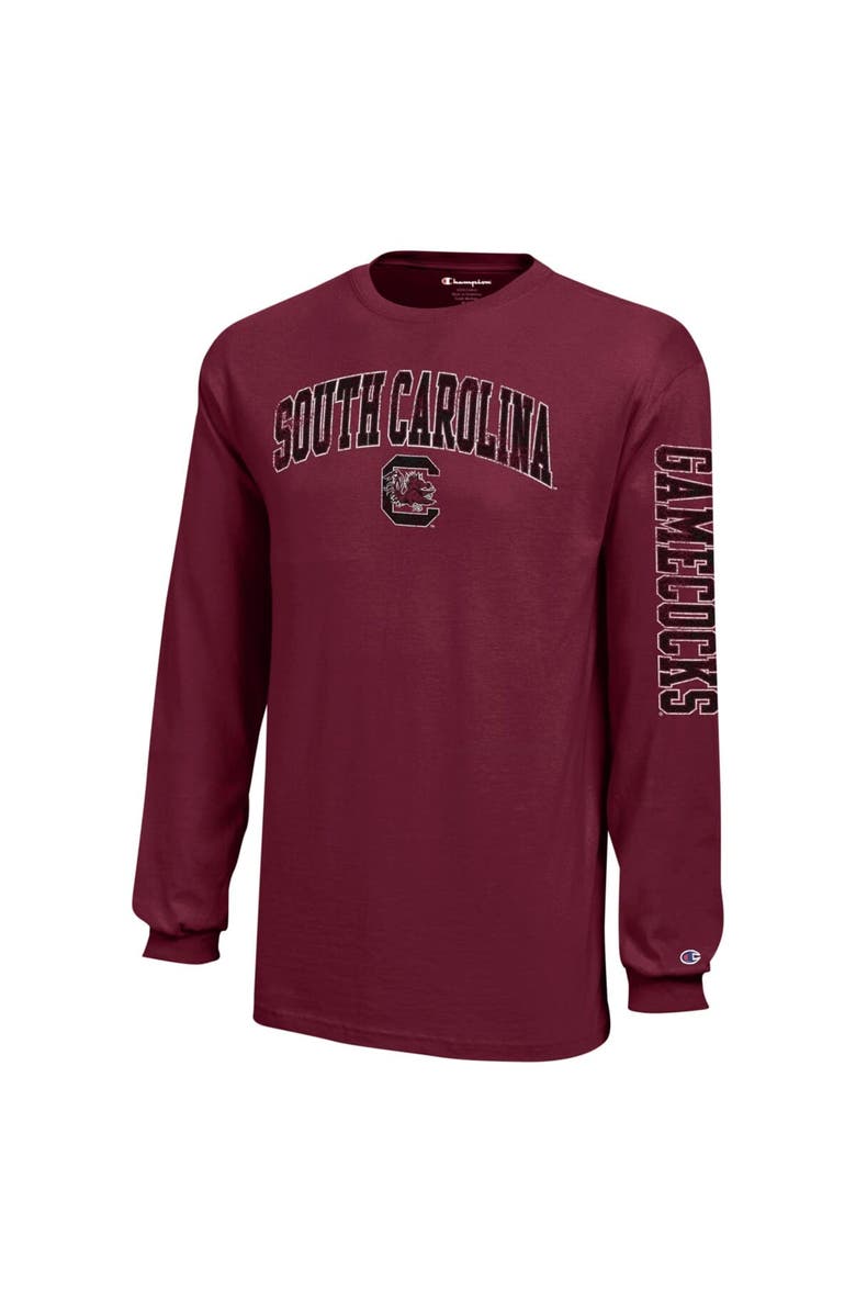 Champion Youth Champion Garnet South Carolina Gamecocks Distressed Arch Over Logo Long Sleeve T-Shirt, Alternate, color, Garnet