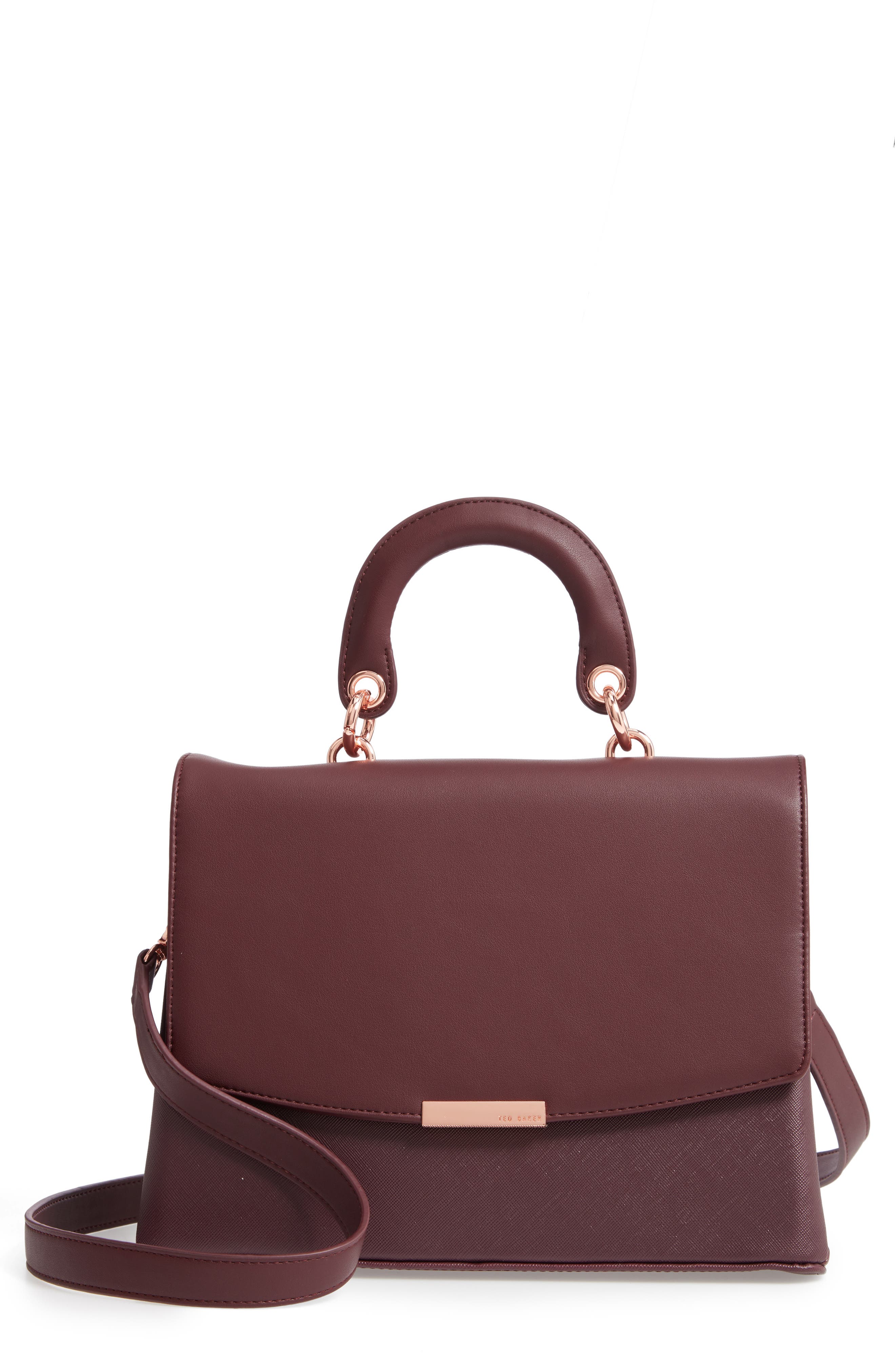 Keiira Lady Bag Faux Leather Top Handle Satchel, Main, color, DEEP PURPLE