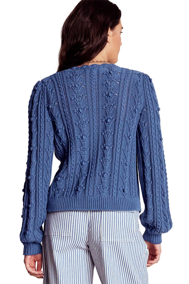 Bobble Cotton Cardigan, Alternate, color, DENIM BLUE
