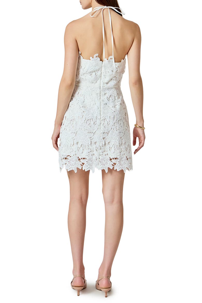 Halter Neck Guipure Lace Minidress, Alternate, color, WHITE