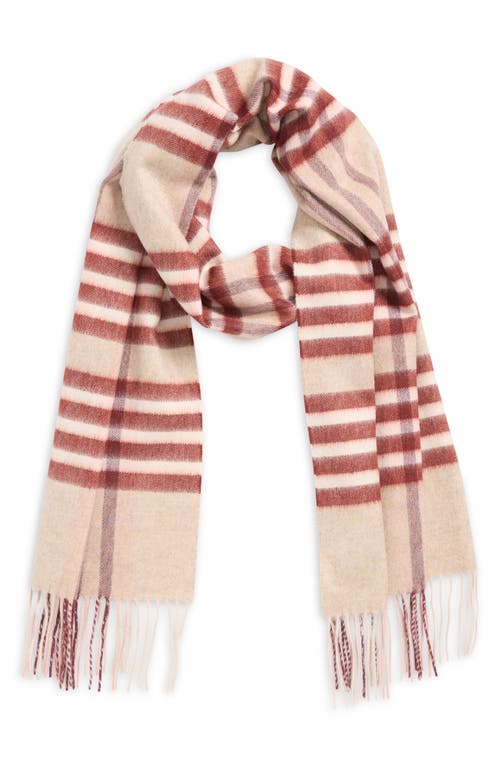 Johnstons Of Elgin Grid Check Cashmere Fringe Scarf In Pink