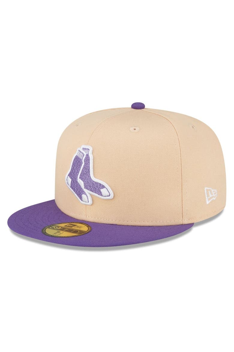 Men's New Era Peach/Purple Boston Red Sox 2007 World Series Side Patch 59FIFTY Fitted Hat, Alternate, color, Orange