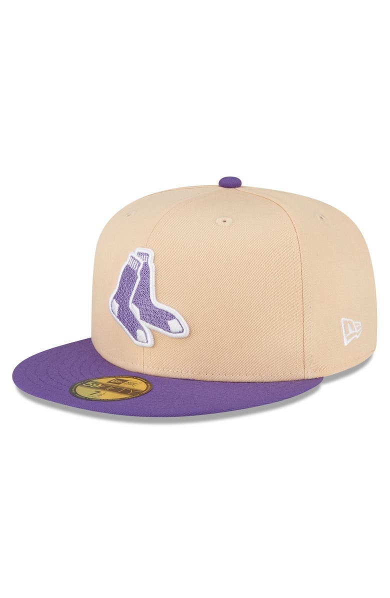 New Era Men's New Era Peach/Purple Boston Red Sox 2007 World Series Side Patch 59FIFTY Fitted Hat, Alternate, color,