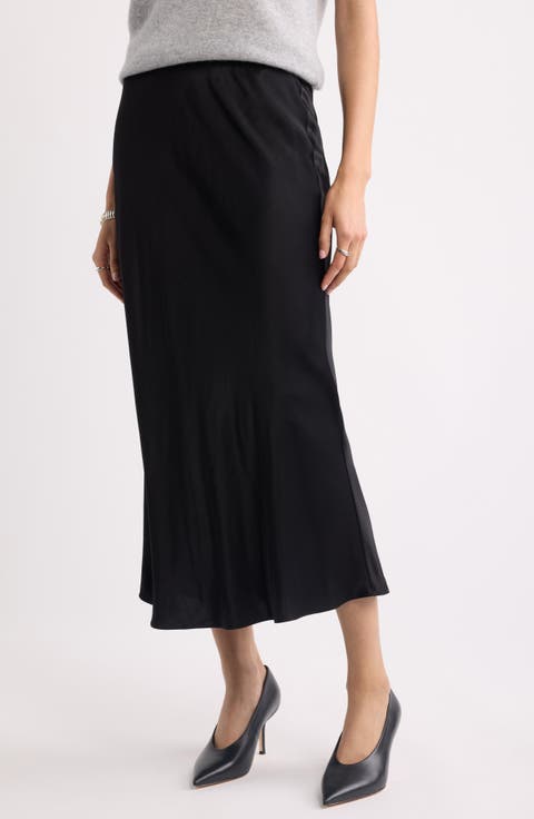 Bias Cut Satin Maxi Skirt