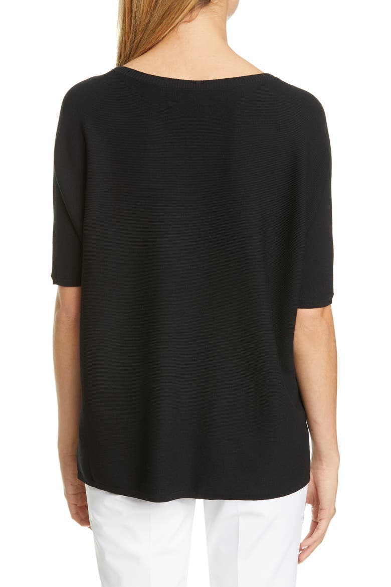 Dolman Sleeve Matte Crepe Sweater, Alternate, color, BLACK