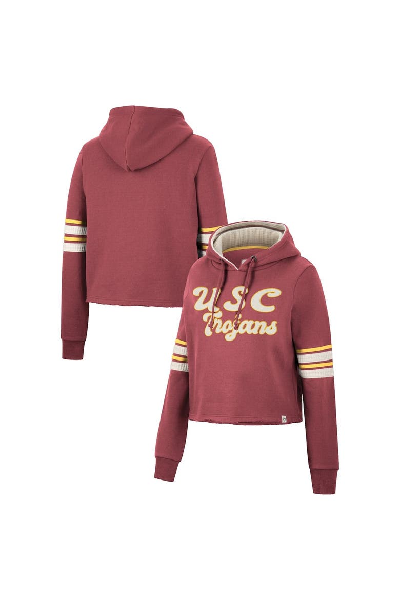 Women's Colosseum Cardinal USC Trojans Retro Cropped Pullover Hoodie, Main, color, Cardinal