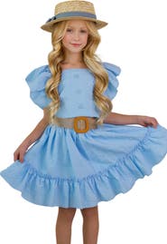 Mia Belle Girls Girls Ruffle Sleeve Belted Skirt Set