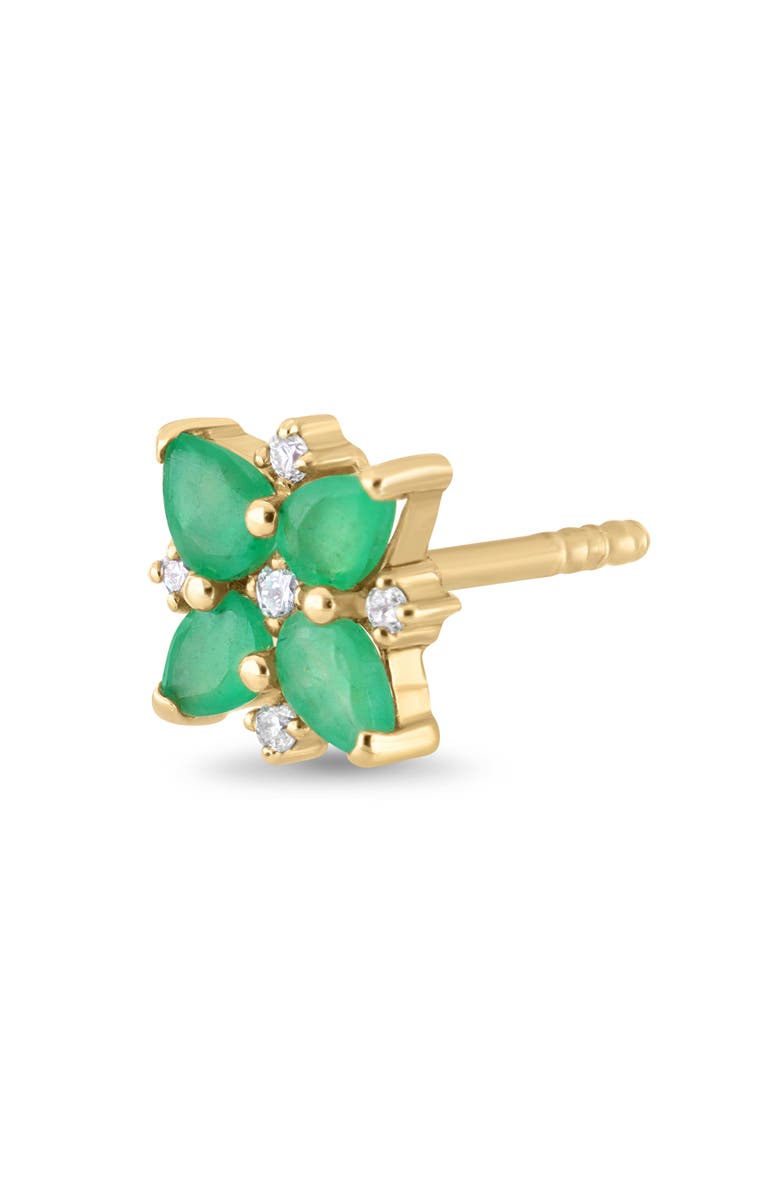 Bony Levy El Mar Emerald & Diamond Flower Stud Earrings, Alternate, color, 18K Yellow Gold