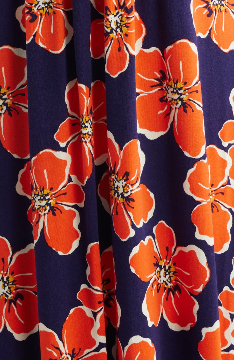 Loveappella Floral Sleeveless Jersey Maxi Dress, Alternate, color, Navy/ Tangerine