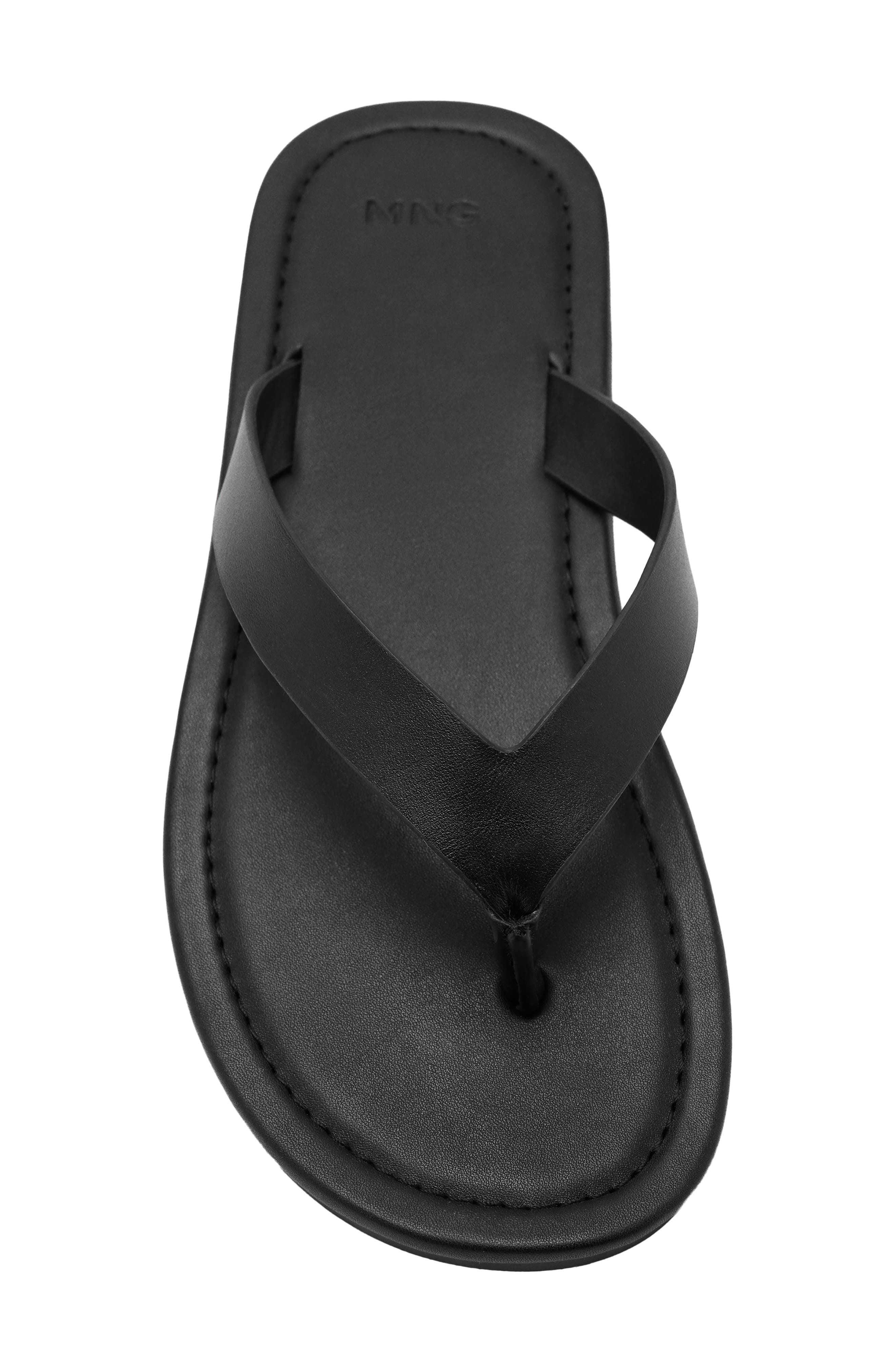 Leather Flip Flop, Alternate, color, BLACK