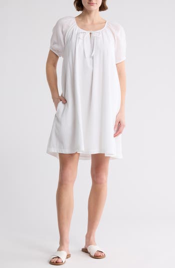 Melrose And Market Gauze Babydoll Minidress In White